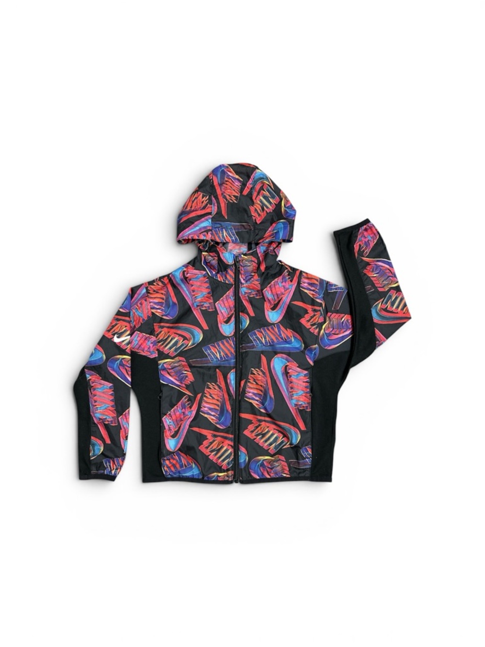 NIKE Windbreaker Packable Jacket Kids size 6 medium 110-116 Colorful Swoosh